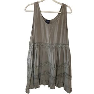 Women’s Daytrip Tiered Lace Tank Tunic/Dress Size L Olive Green